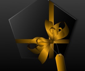 Polygon gift box with colored ribbon bow vector 03