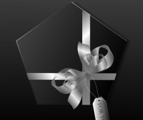 Polygon gift box with colored ribbon bow vector 07