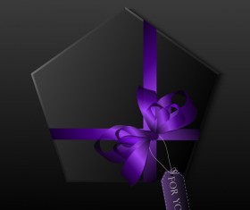 Polygon gift box with colored ribbon bow vector 08