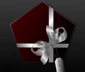 Polygon gift box with colored ribbon bow vector 09