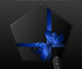 Polygon gift box with colored ribbon bow vector 10