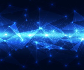 Polygon with blue tech background vector