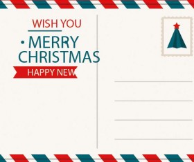 Postcard christmas envelope with decorative borders vector 01