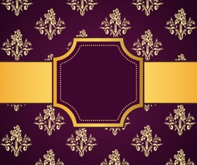 Purple decoration pattern background with golden frame vector 01