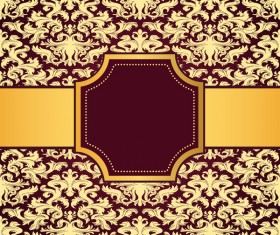 Purple decoration pattern background with golden frame vector 02