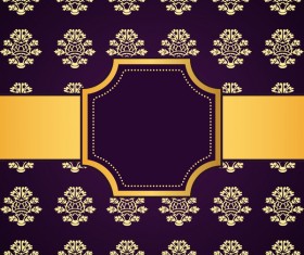 Purple decoration pattern background with golden frame vector 03