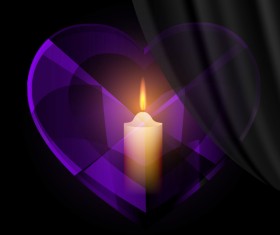 Purple heart with candles vecor background