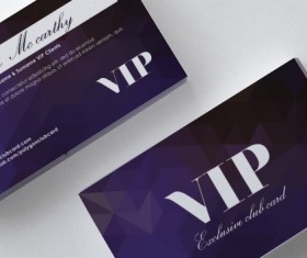 Purple polygon VIP card front and back template vector
