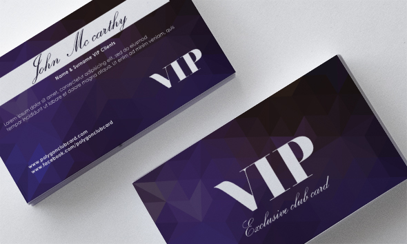 Purple polygon VIP card front and back template vector