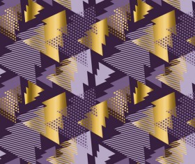 Purple with golden christmas tree seamless pattern vector