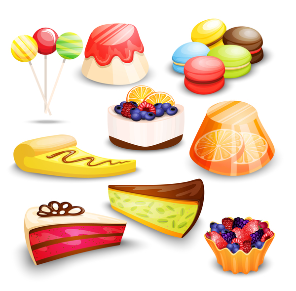Realistic colored cake vector material 01