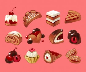 Realistic colored cake vector material 02