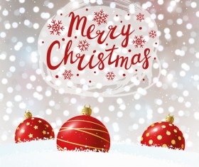 Red Christmas balls with halation background vector 02