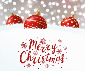 Red Christmas balls with halation background vector 04