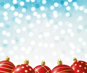Red Christmas balls with halation background vector 05