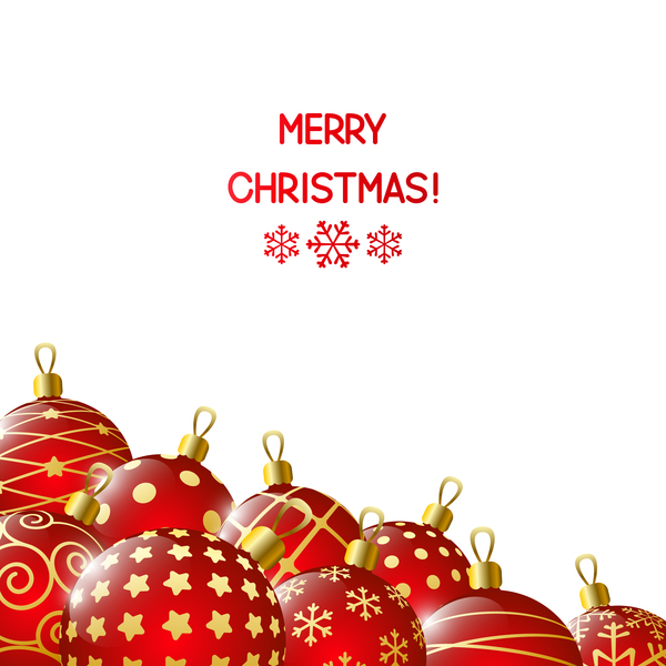 Red Christmas balls with white background vector 07