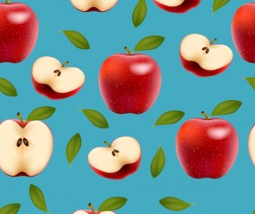 Red apple with slice vector seamless pattern