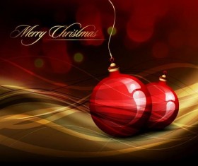 Red christmas ball with abstract vector 01