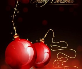 Red christmas ball with abstract vector 03