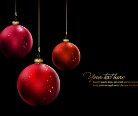 Red christmas ball with dark background vector