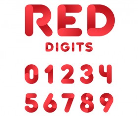 Red digits numbers vector