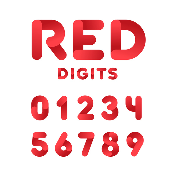 Red digits numbers vector