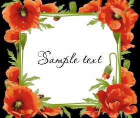 Red flower frame with dark background vector