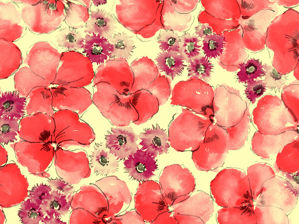 Red ink flowers HD picture