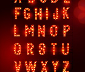 Red neon alphabet shining vector