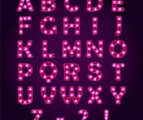 Red neon alphabet with sign vector