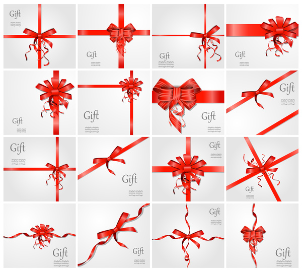 Red ribbon bow with gift card vector