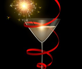 Red ribbon with wine and black background vector