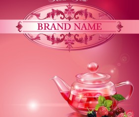 Red tea poster template vector