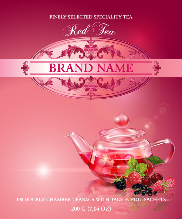 Red tea poster template vector