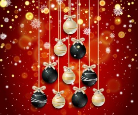 Red xmas background with christmas ball vector
