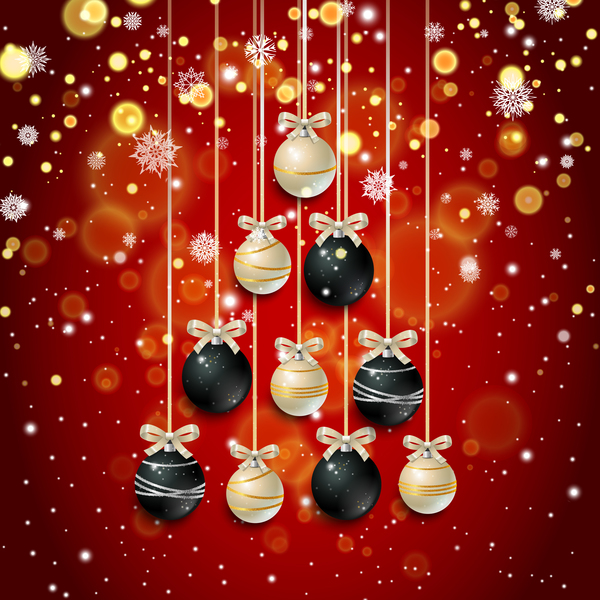 Red xmas background with christmas ball vector
