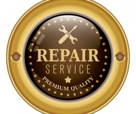 Repair service badges golden vector