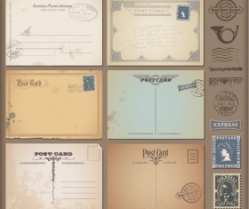 Retro postercard template vector material 01