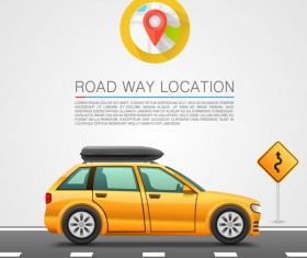 Road way location coordinate infographic vector 02