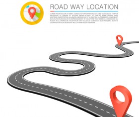 Road way location coordinate infographic vector 04