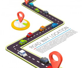 Road way location coordinate infographic vector 05