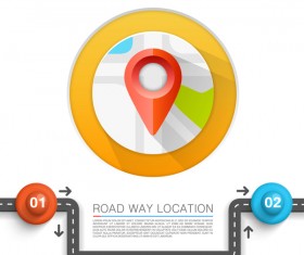 Road way location coordinate infographic vector 07