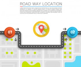 Road way location coordinate infographic vector 08