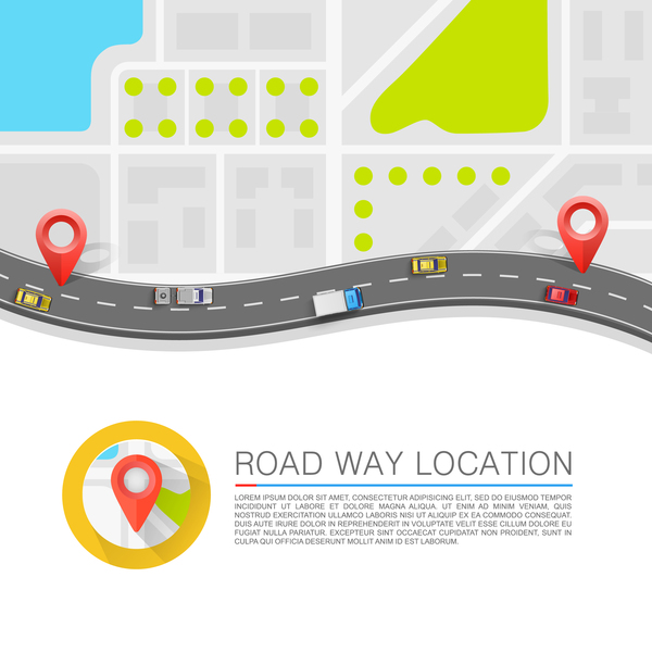 Road way location coordinate infographic vector 09
