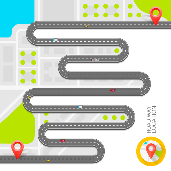 Road way location coordinate infographic vector 12