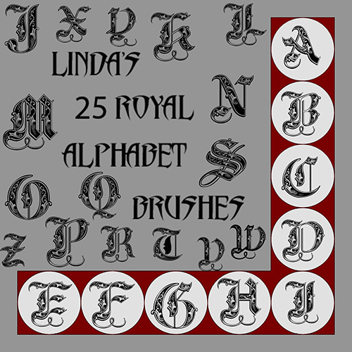 Royal alphabet photoshop brushes