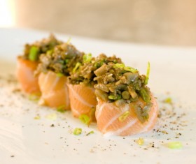 Salmon sushi roll Stock Photo