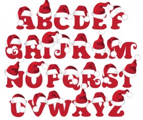 Santa hats with alphabet vector