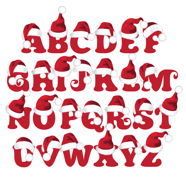 Santa hats with alphabet vector