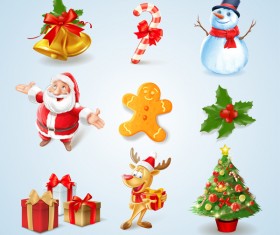 Santa with christmas elements icons